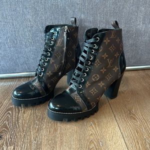 Worn ONCE! Louis Vuitton Chunky Heel Bootie Canvas Rubber